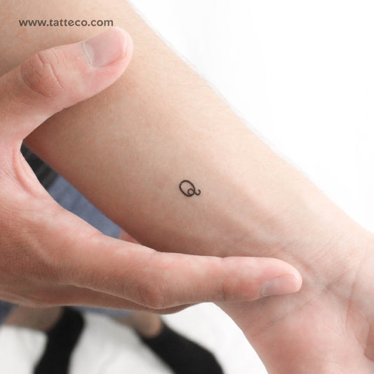 Q Uppercase Typewriter Letter Temporary Tattoo - Set of 3