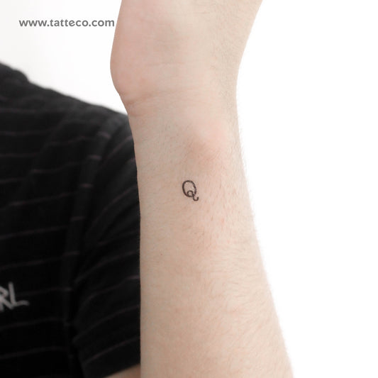 Q Uppercase Typewriter Letter Temporary Tattoo - Set of 3