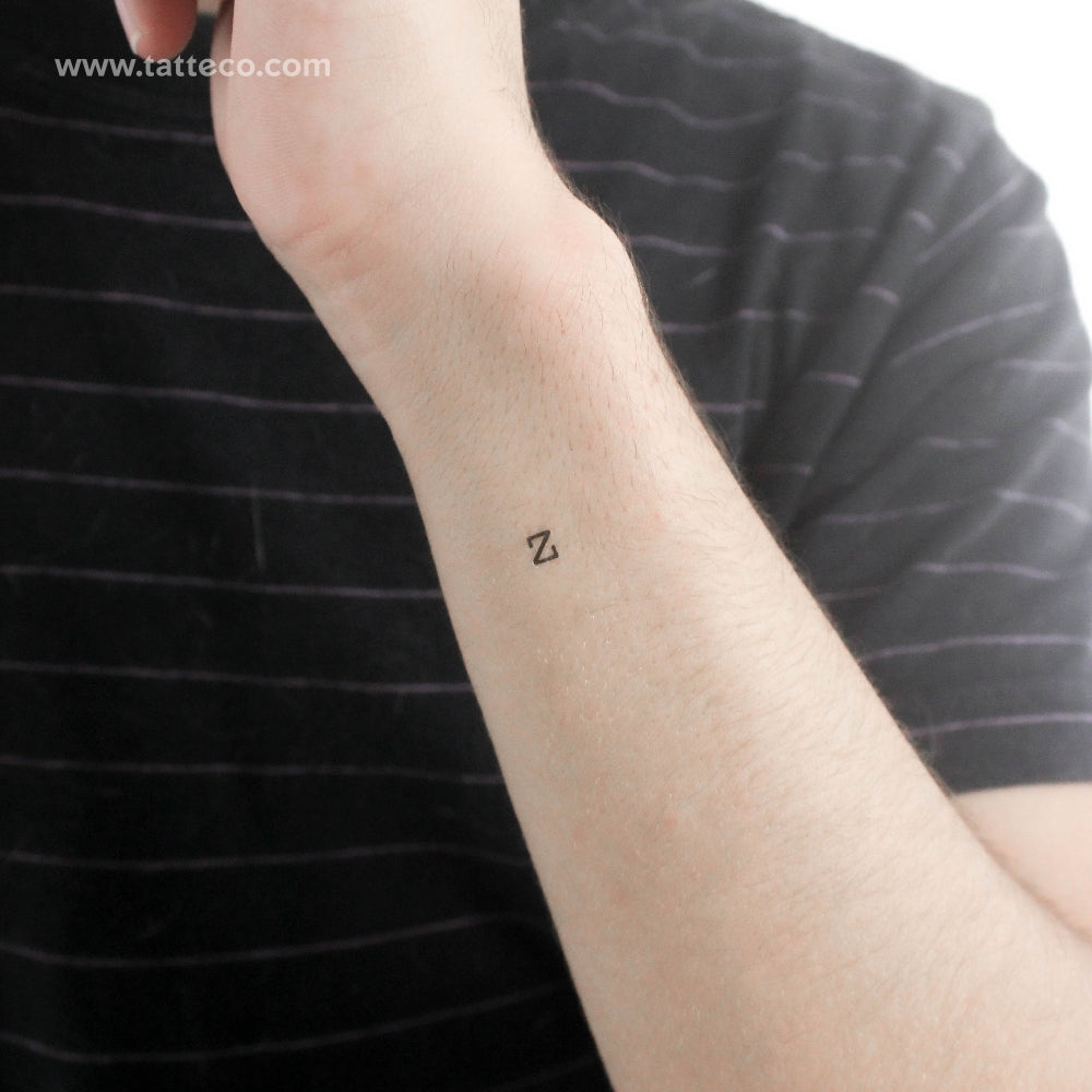 Z Lowercase Typewriter Letter Temporary Tattoo - Set of 3