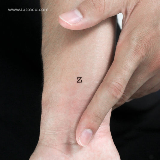 Tatuaje temporal de la letra Z minúscula de máquina de escribir (juego de 3)
