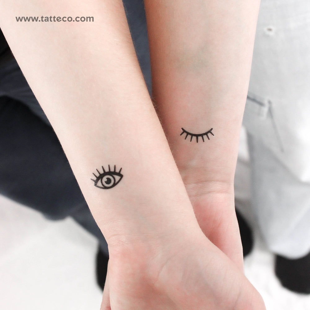Tatuaje temporal de ojo y guiño - Juego de 3+3