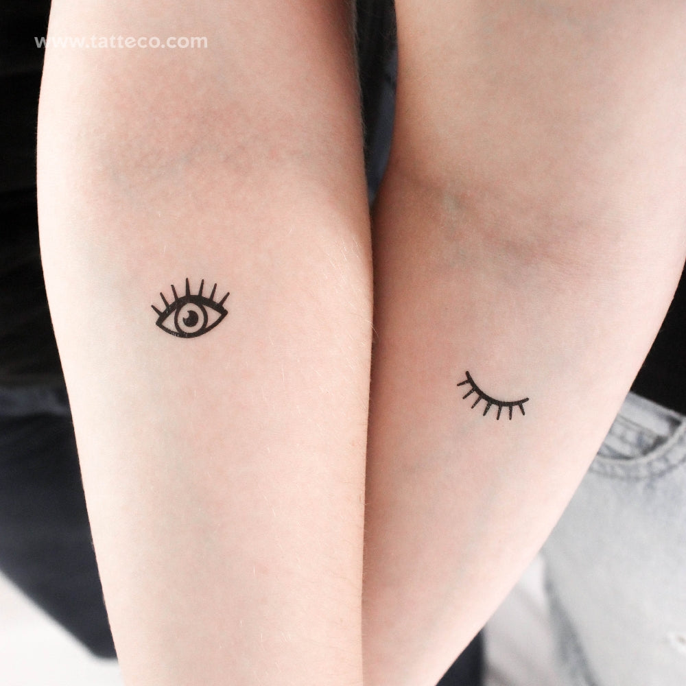 Tatuaje temporal de ojo y guiño - Juego de 3+3