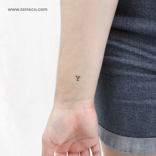 Tatuaje temporal de la letra Y mayúscula de máquina de escribir (juego de 3)