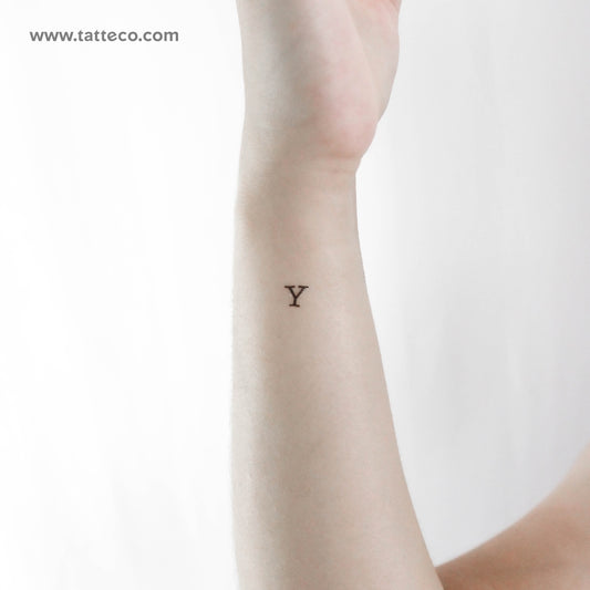Tatuaje temporal de la letra Y mayúscula de máquina de escribir (juego de 3)