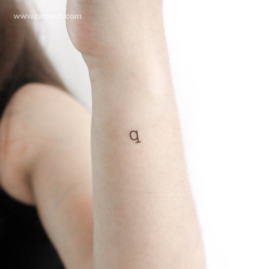 Q Lowercase Typewriter Letter Temporary Tattoo - Set of 3