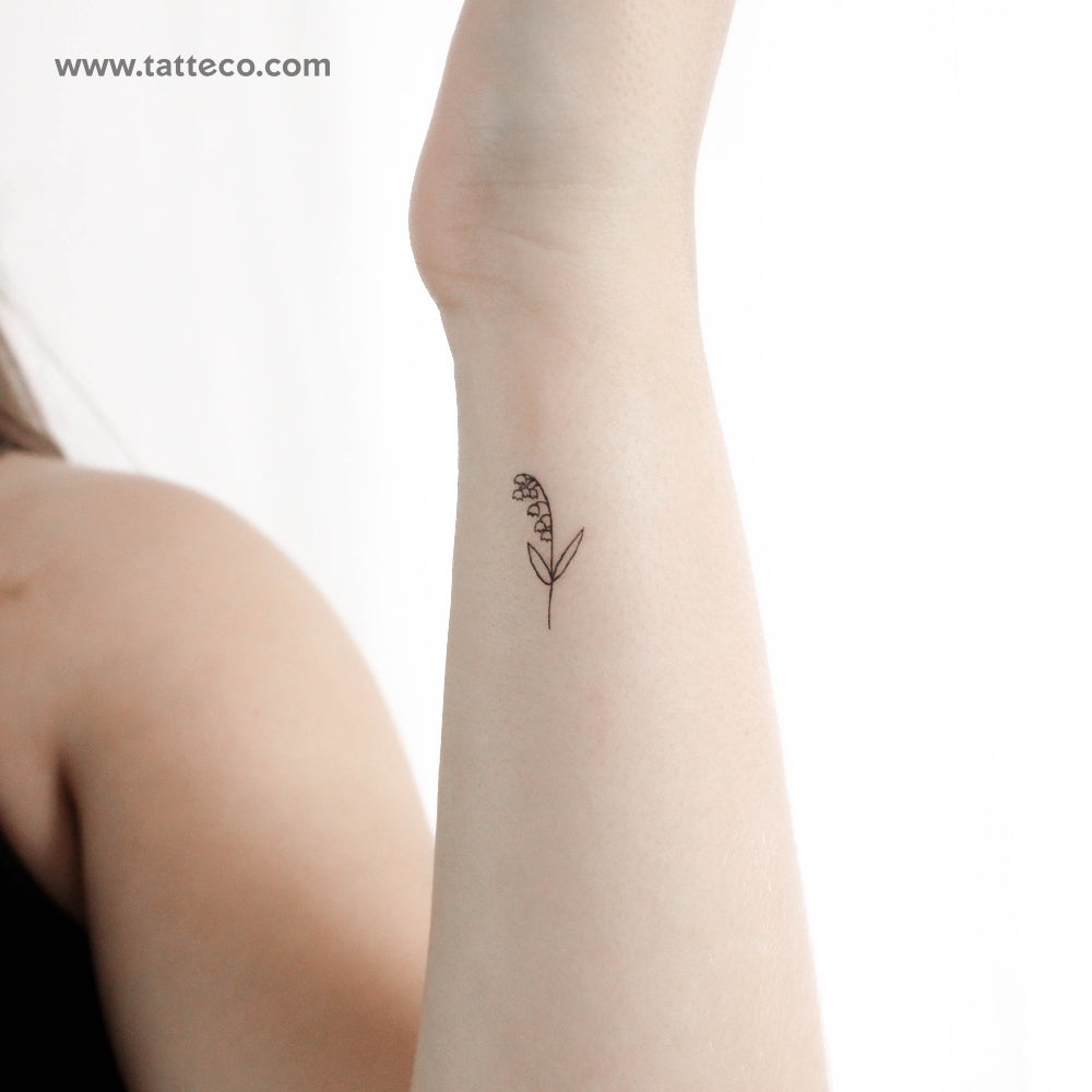 Tatuaje temporal minimalista de lirio de los valles (juego de 3)