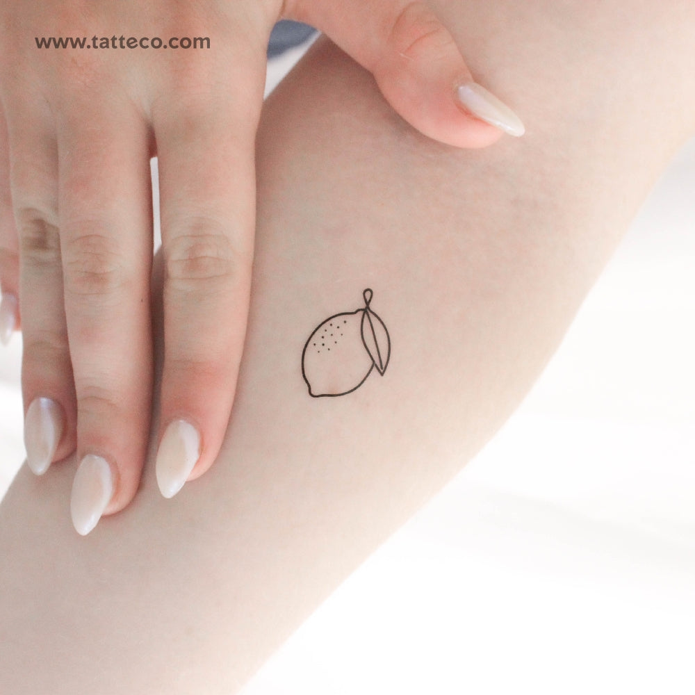 Single Line Lemon Temporary Tattoo - Set of 3