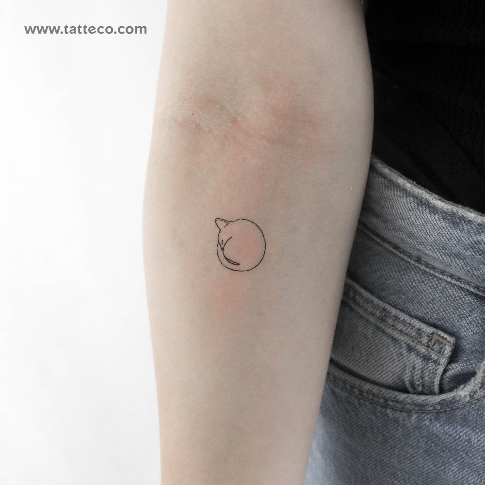 Sleeping Cat Temporary Tattoo - Set of 3