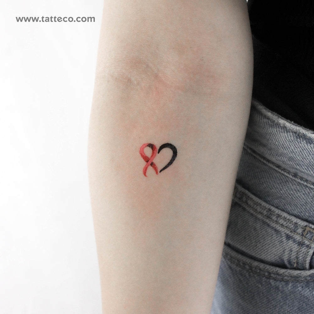 Tatuaje temporal de corazón para concienciar sobre el cáncer (juego de 3)