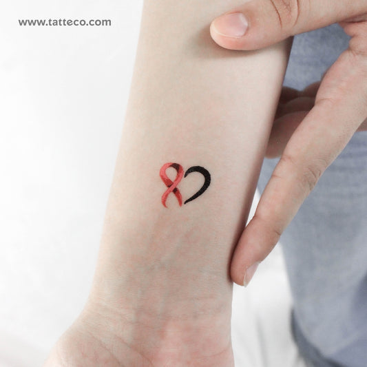 Tatuaje temporal de corazón para concienciar sobre el cáncer (juego de 3)