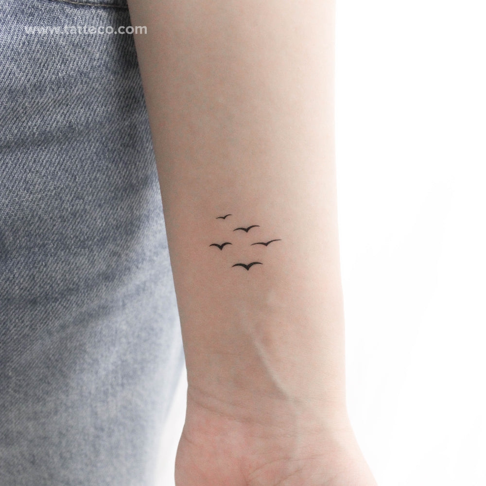 Flying Sea Birds Temporary Tattoo - Set of 3
