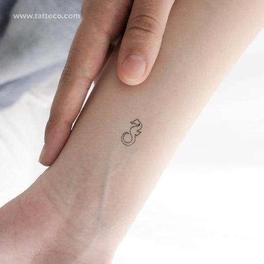 Minimalist Seahorse Temporary Tattoo - Set of 3
