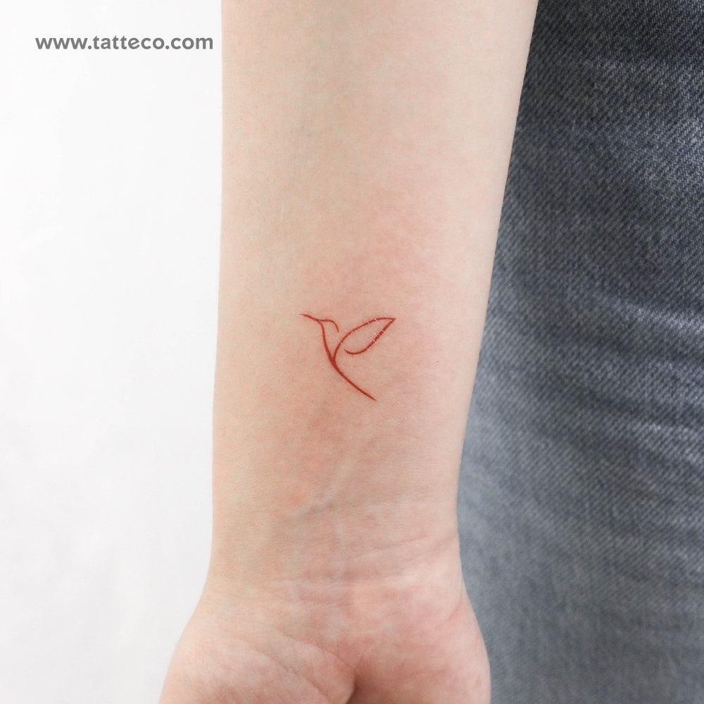 Red Hummingbird Temporary Tattoo - Set of 3