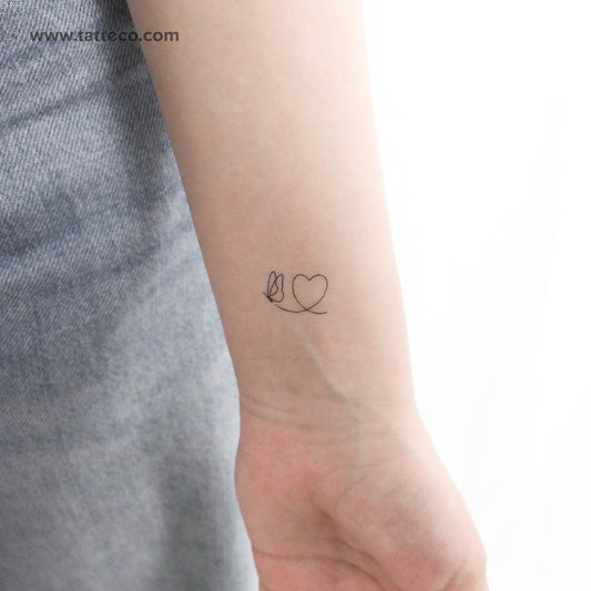 Tatuaje temporal de mariposa y corazón (juego de 3)