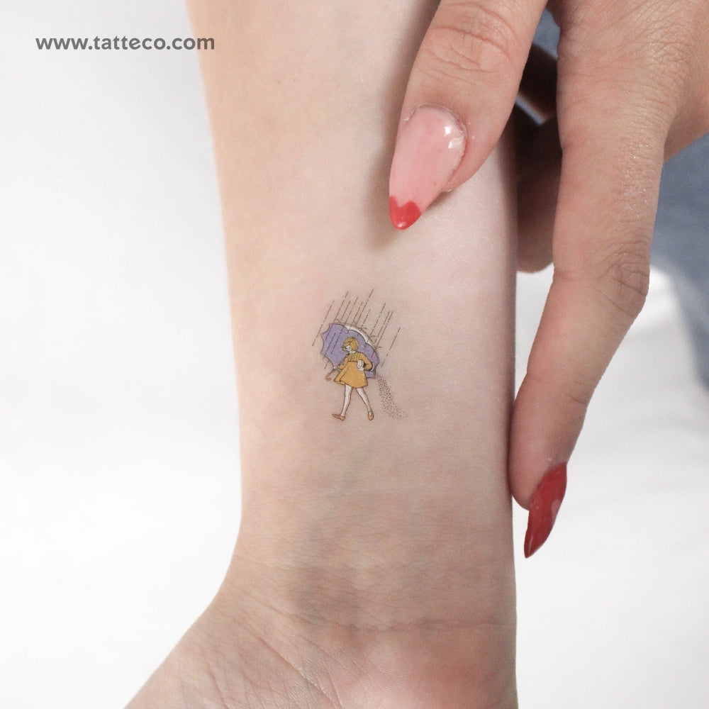 Umbrella Girl Temporary Tattoo - Set of 3