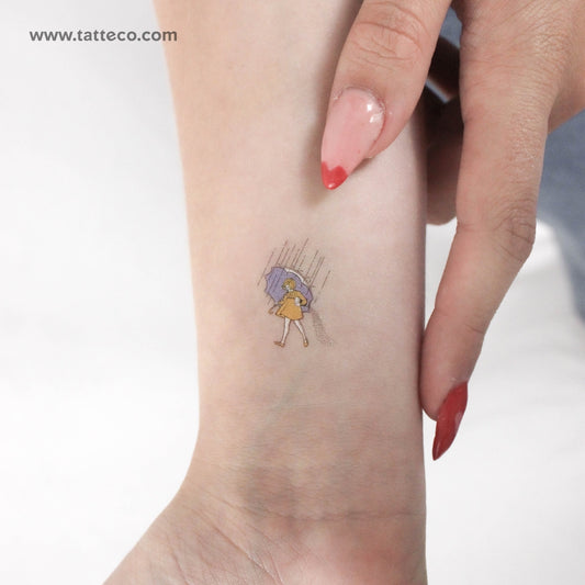 Umbrella Girl Temporary Tattoo - Set of 3