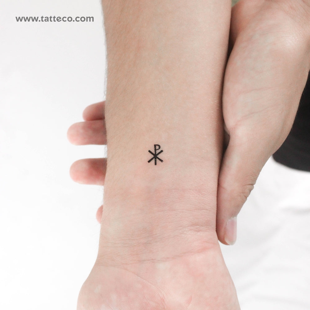 Tatuaje temporal pequeño de Chi Rho - Juego de 3