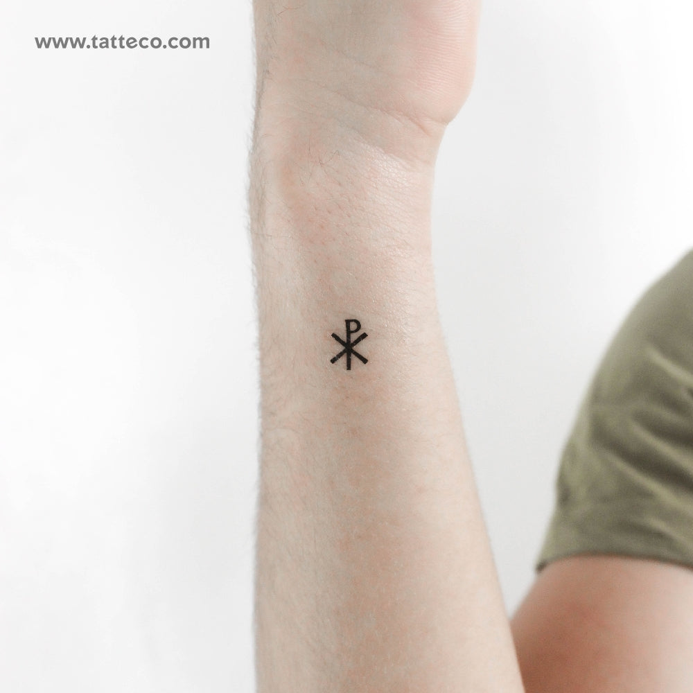 Tatuaje temporal pequeño de Chi Rho - Juego de 3