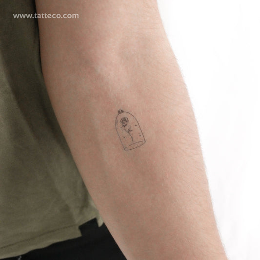 Small Rose In A Glass Dome Temporary Tattoo - Set of 3