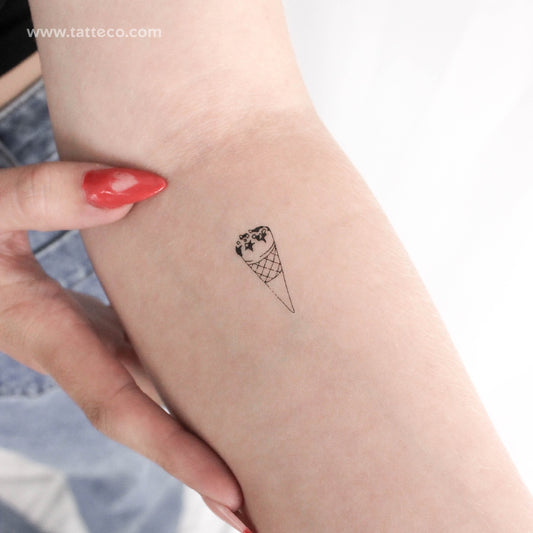 Ice Cream Cone Temporary Tattoo - Set of 3