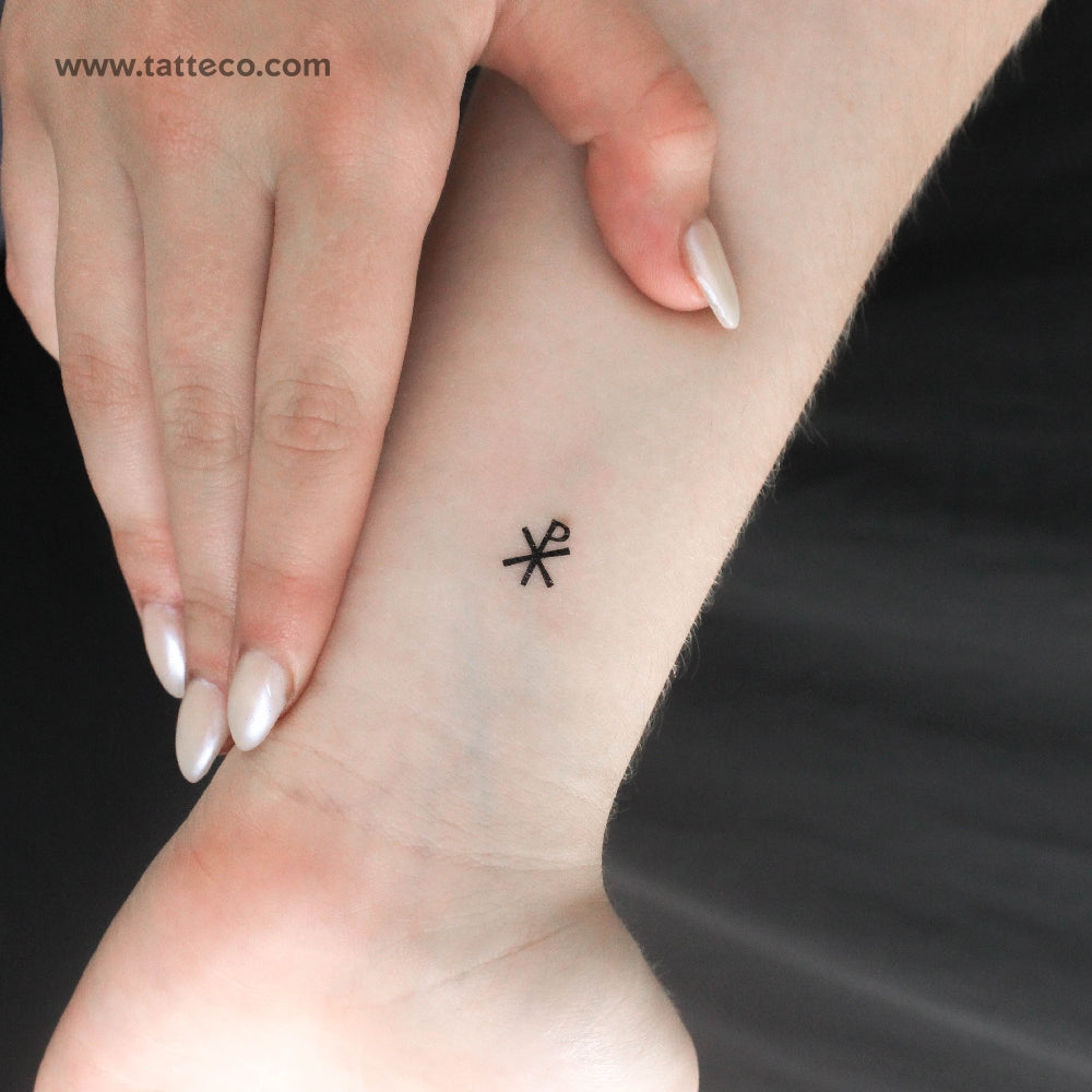 Tatuaje temporal pequeño de Chi Rho - Juego de 3