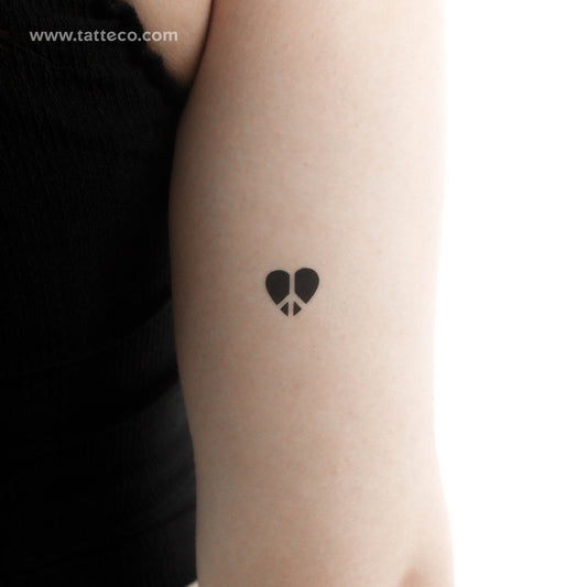 Tatuaje temporal de paz y amor con espacio negativo (juego de 3)