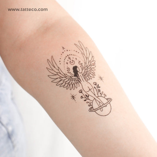 Tatuaje temporal de mujer ángel de Tukoi (juego de 3)