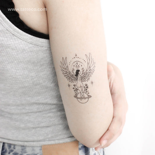 Tatuaje temporal de mujer ángel de Tukoi (juego de 3)