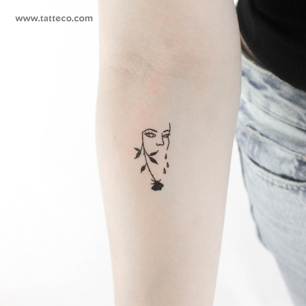 Tatuaje temporal de rosa llorando de Tukoi (juego de 3)