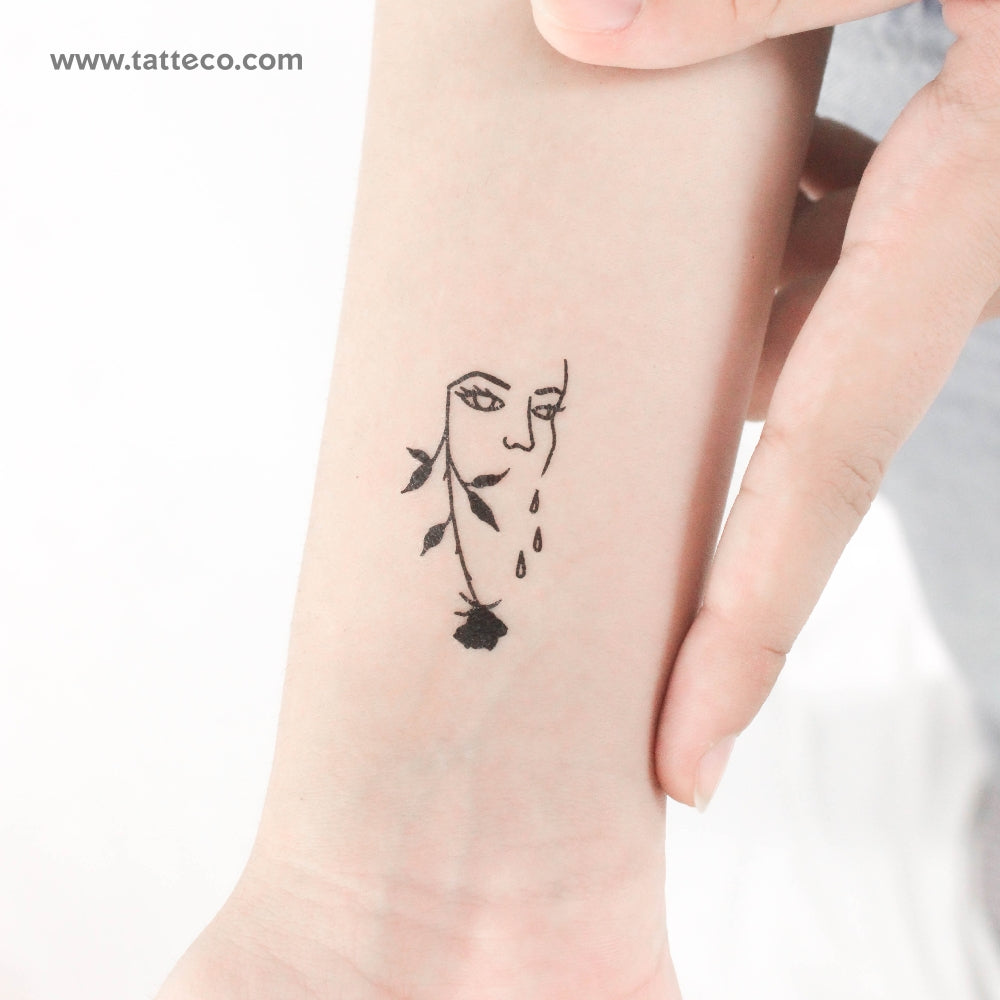 Tatuaje temporal de rosa llorando de Tukoi (juego de 3)