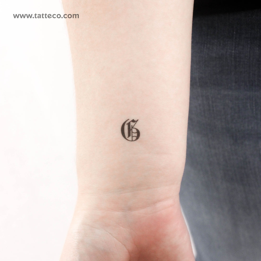 Gothic G Letter Temporary Tattoo - Set of 3