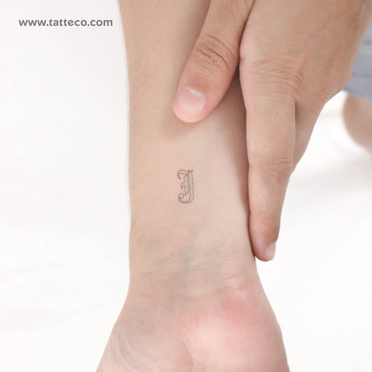 Old English J Letter Temporary Tattoo - Set of 3