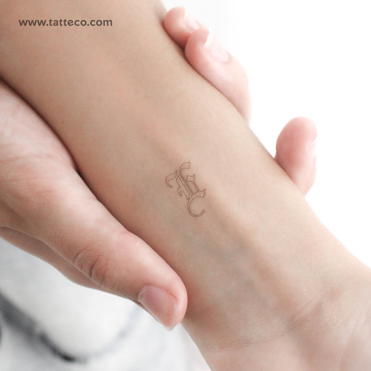 Old English E Letter Temporary Tattoo - Set of 3