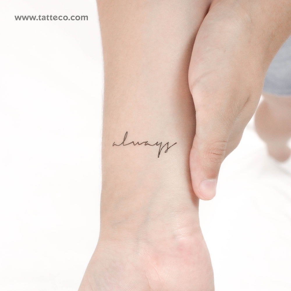 Tatuaje temporal "Siempre" con fuente manuscrita - Juego de 3