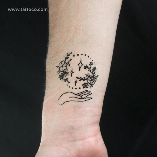 Tatuaje temporal de flor en la mano de Tukoi (juego de 3)