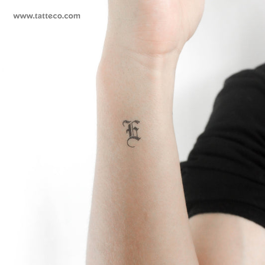 Gothic E Letter Temporary Tattoo - Set of 3