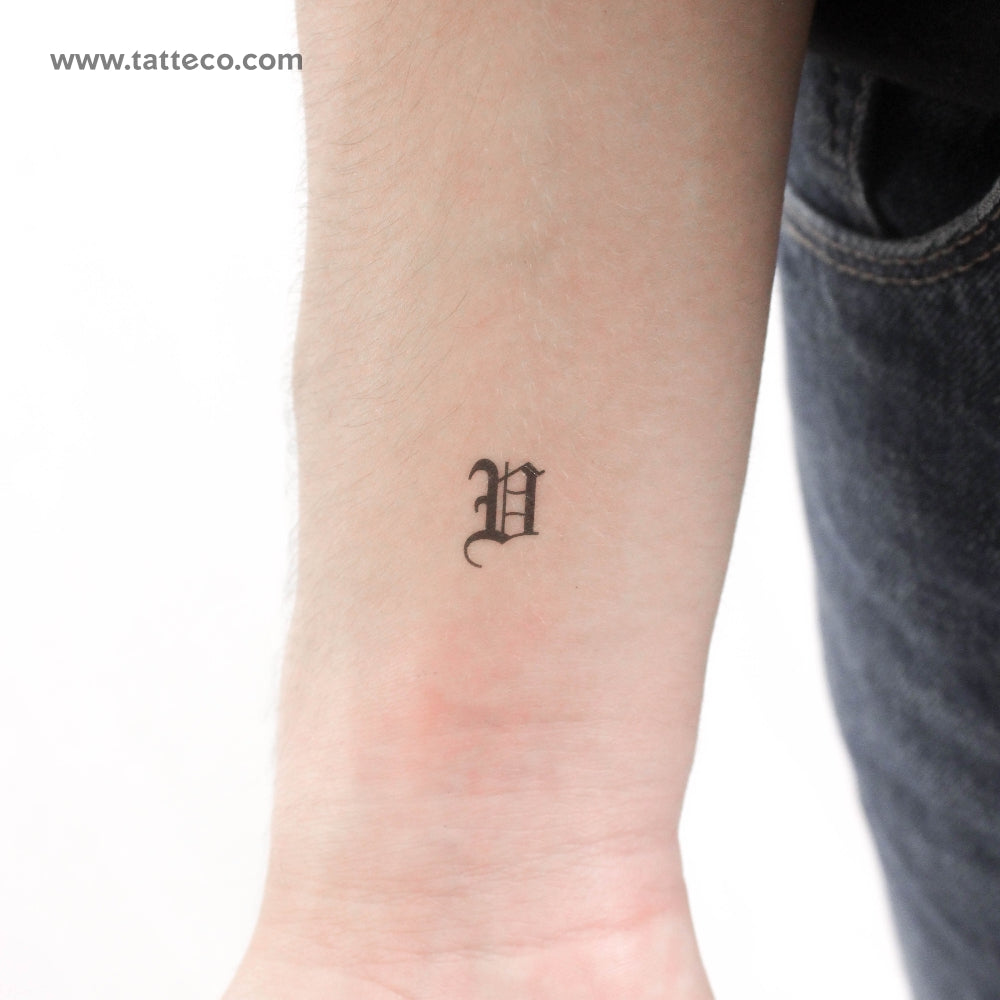 Gothic V Letter Temporary Tattoo - Set of 3