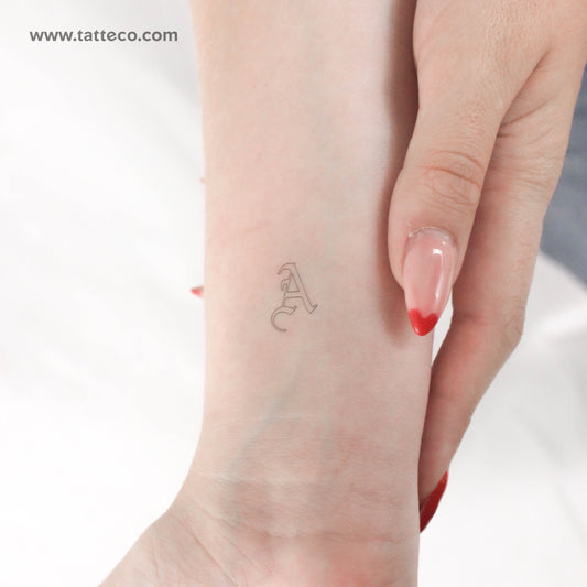 Old English A Letter Temporary Tattoo - Set of 3
