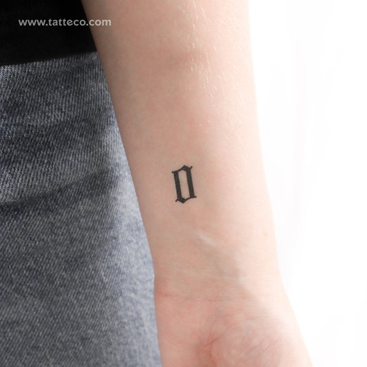 Gothic Style Number 0 Temporary Tattoo - Set of 3