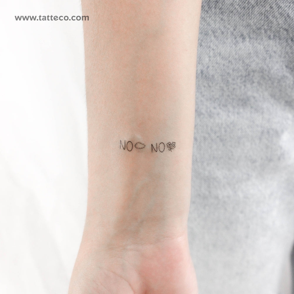 Tatuaje temporal pequeño "Sin lluvia, sin flores" (iconos) - Juego de 3
