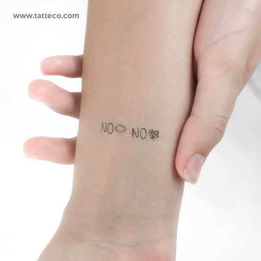 Small No Rain No Flowers (Icons) Temporary Tattoo - Set of 3