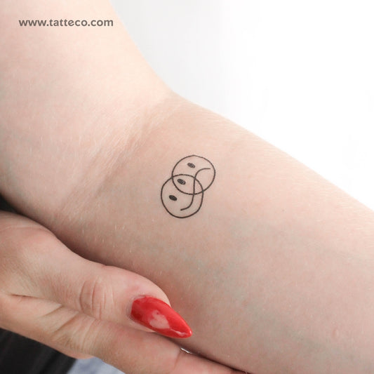 Happy and Sad Smiley Face Temporary Tattoo - Set of 3