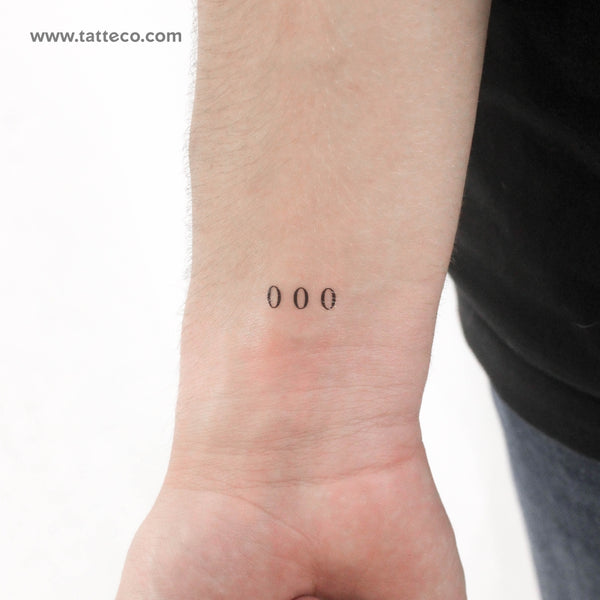 Small 000 Angel Number Temporary Tattoo - Set of 3