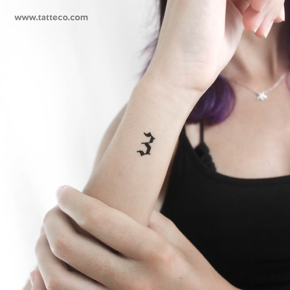 Tatuaje temporal número 3 estilo gótico - Juego de 3