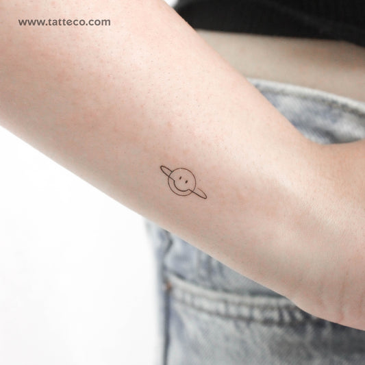 Tatuaje temporal de Saturno sonriente - Juego de 3