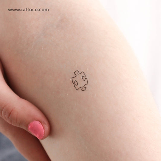 Tatuaje temporal de pieza de rompecabezas de línea fina diminuta (juego de 3)