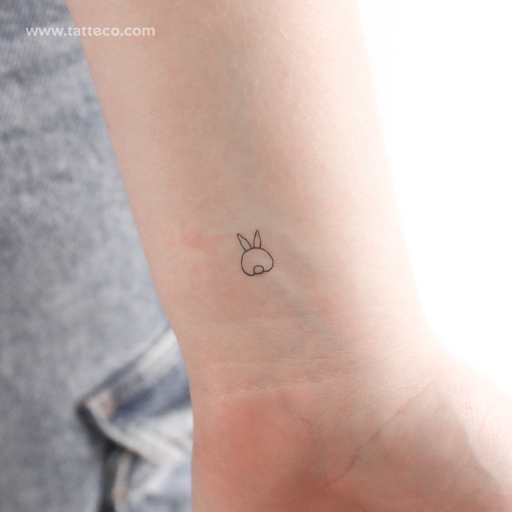 Tiny Rabbit From Behind Temporary Tattoo - Set of 3