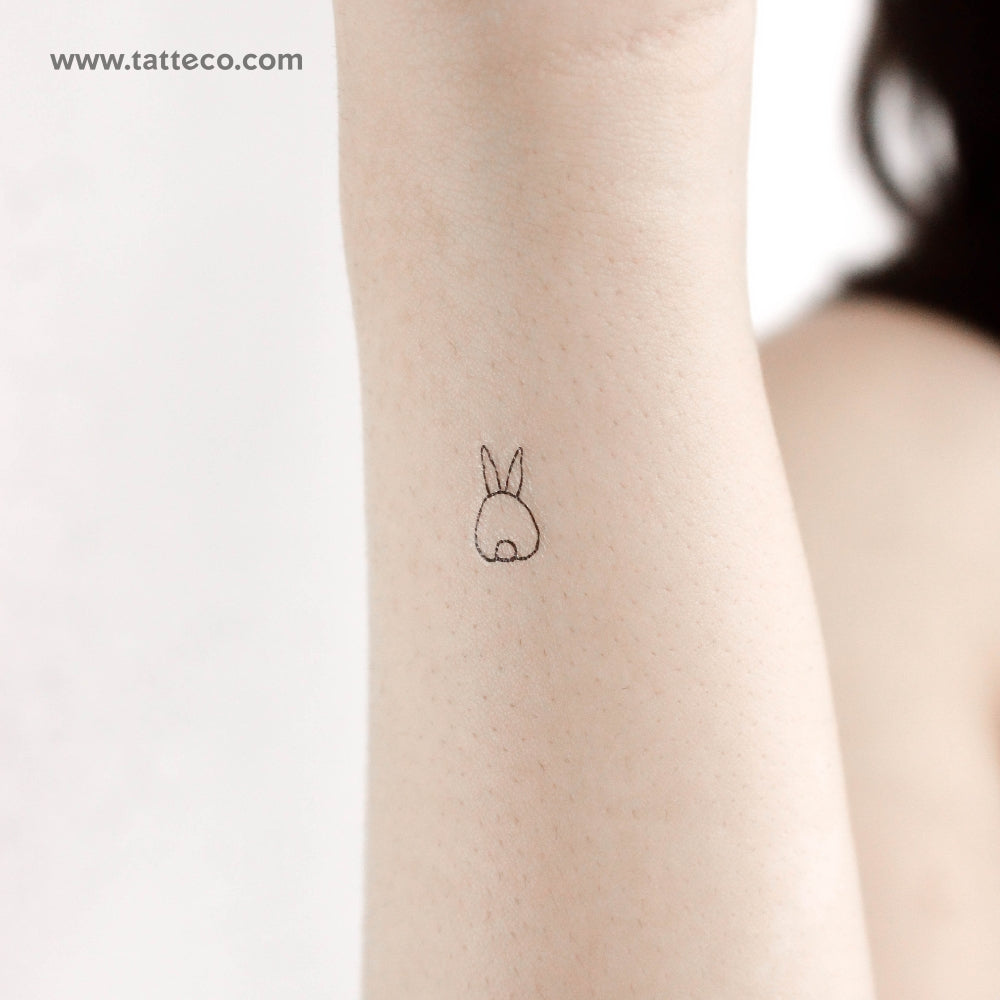 Tiny Rabbit From Behind Temporary Tattoo - Set of 3