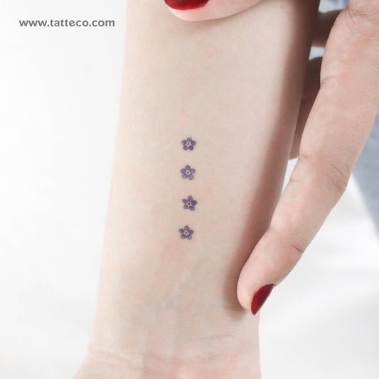 Tatuaje temporal de cuatro flores nomeolvides (juego de 3)