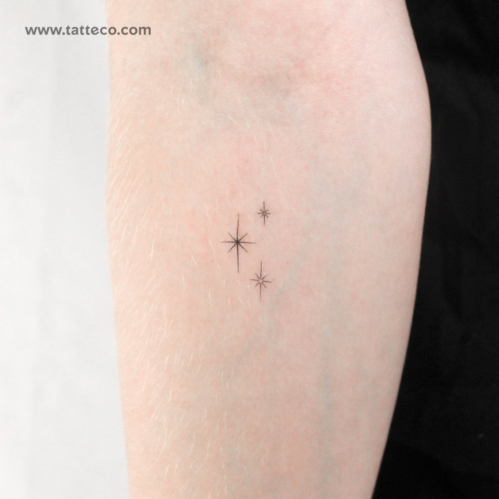 Tatuaje temporal de tres estrellas brillantes - Juego de 3